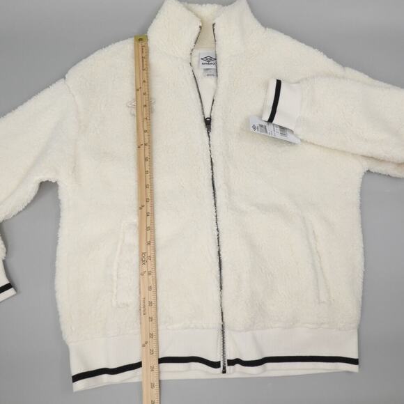 Umbro Sherpa Bomber Jacket Womens Large Cream Teddy Zip-Up Lined Active Outdoor - Picture 12 of 15